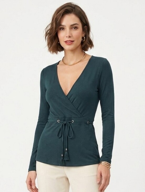Patti Boutik Tops - Patti Boutik Pullover Tunic Jersey Fabric Top Forest Green XL